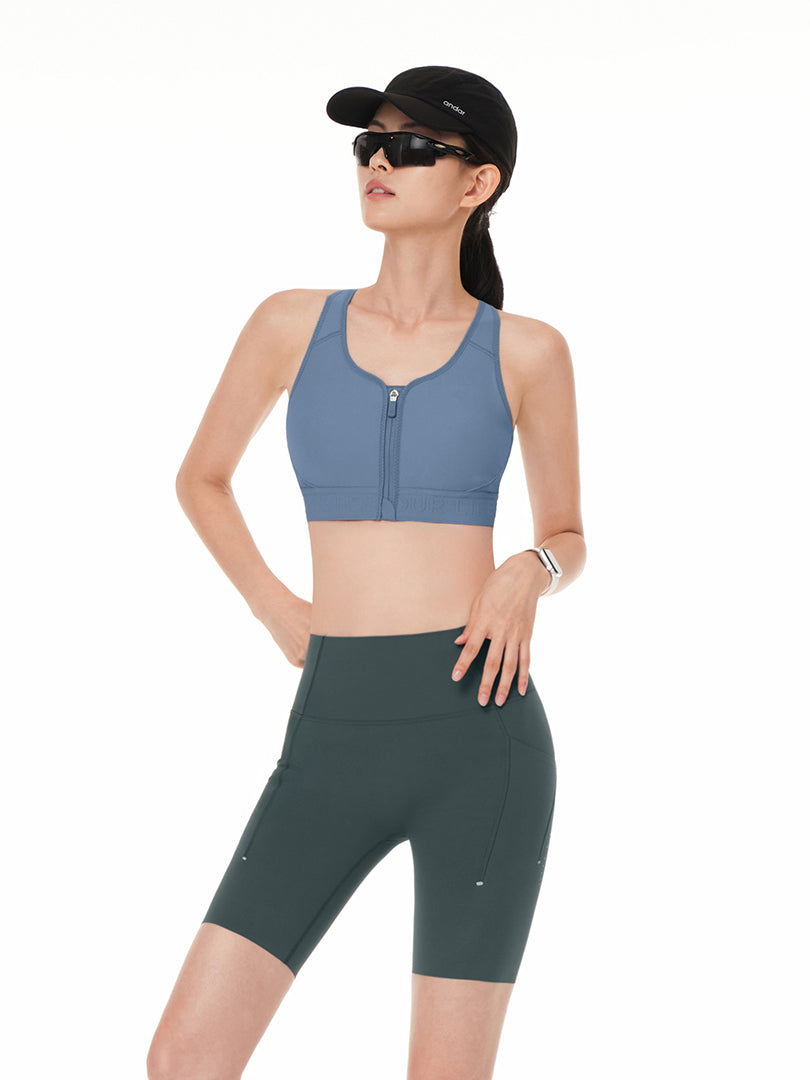Running Racerback Front-Zip Bra