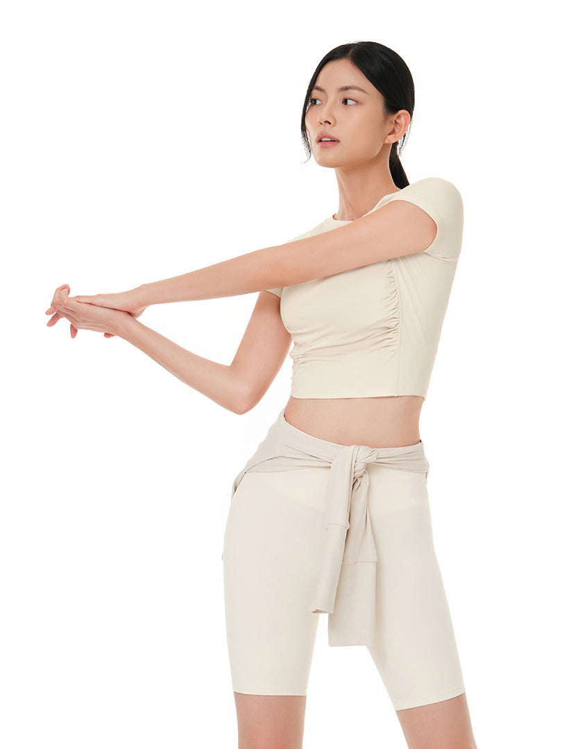 Airtouch Ruched Cropped Short Sleeve