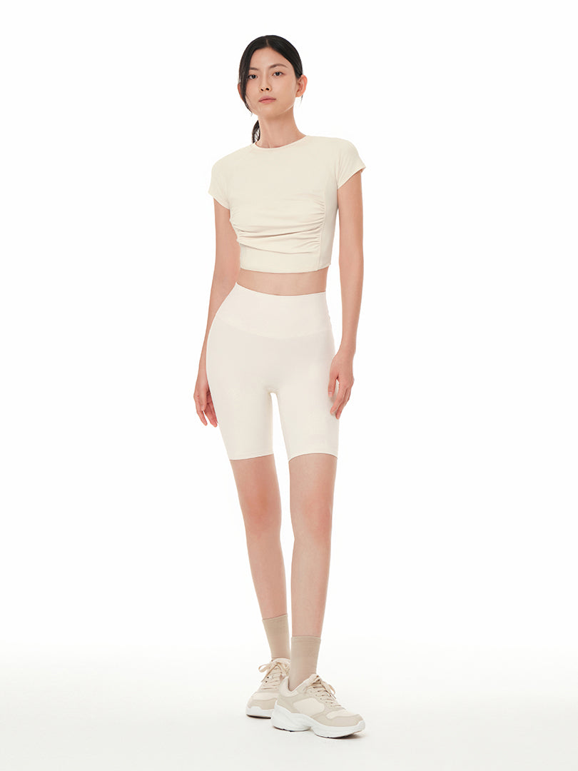 Airtouch Ruched Cropped Short Sleeve