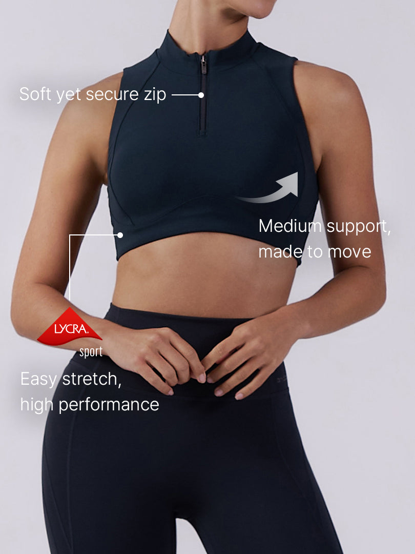 Airywin Mock Neck Zip Bra