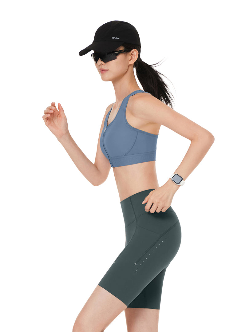 Running Racerback Front-Zip Bra
