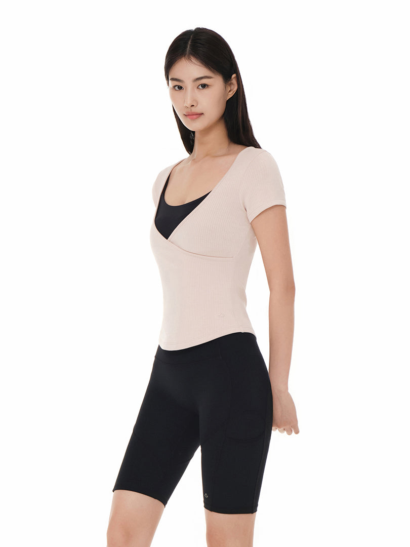 Fresh Ribbed Wrap Short Sleeve