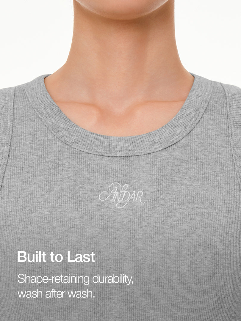 Embroidered Logo Ribbed Sleeveless