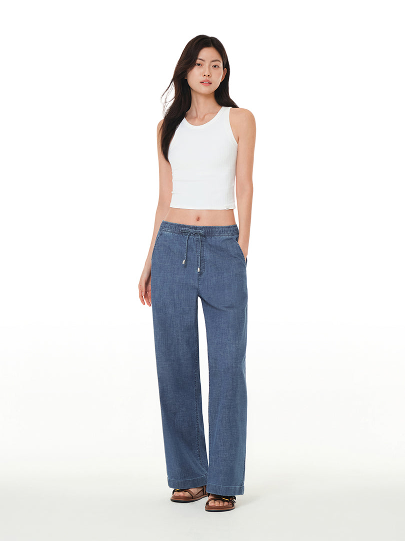 Ice Airdenim Elastic Waist Wide Jeans