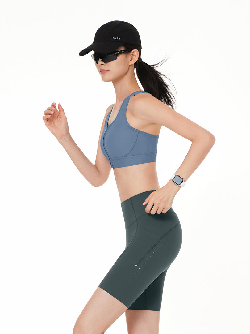 Running Racerback Front-Zip Bra