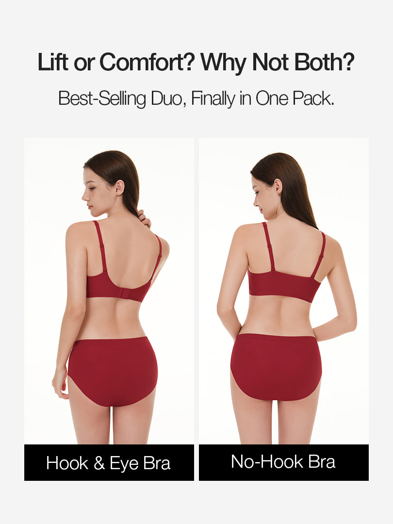 [2 SET] All-Day Fit Bra (Hook & No-Hook) & Panty