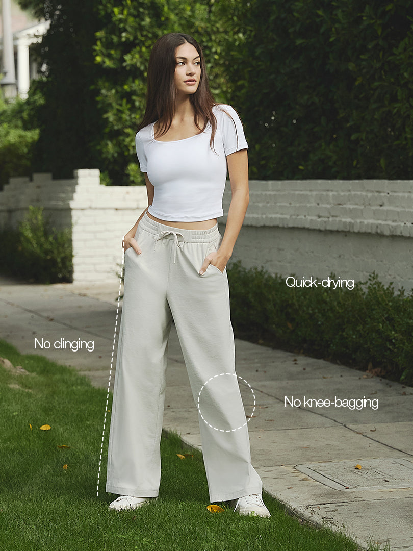 [SET] Airy Fit Wide Pants & Short Sleeve