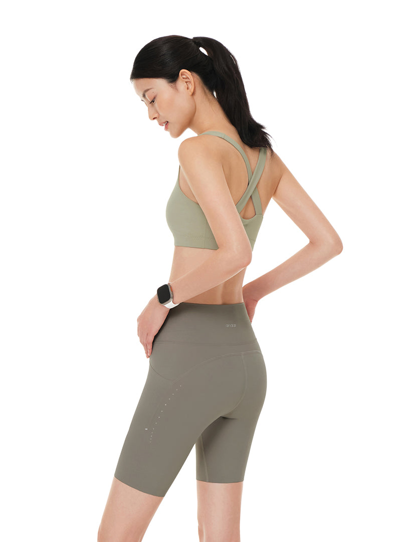 [SET] Running Biker Shorts & Racer back Front-Zip Bra