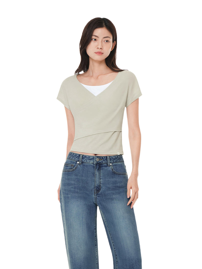 Soft Modal Wrap Style Short Sleeve