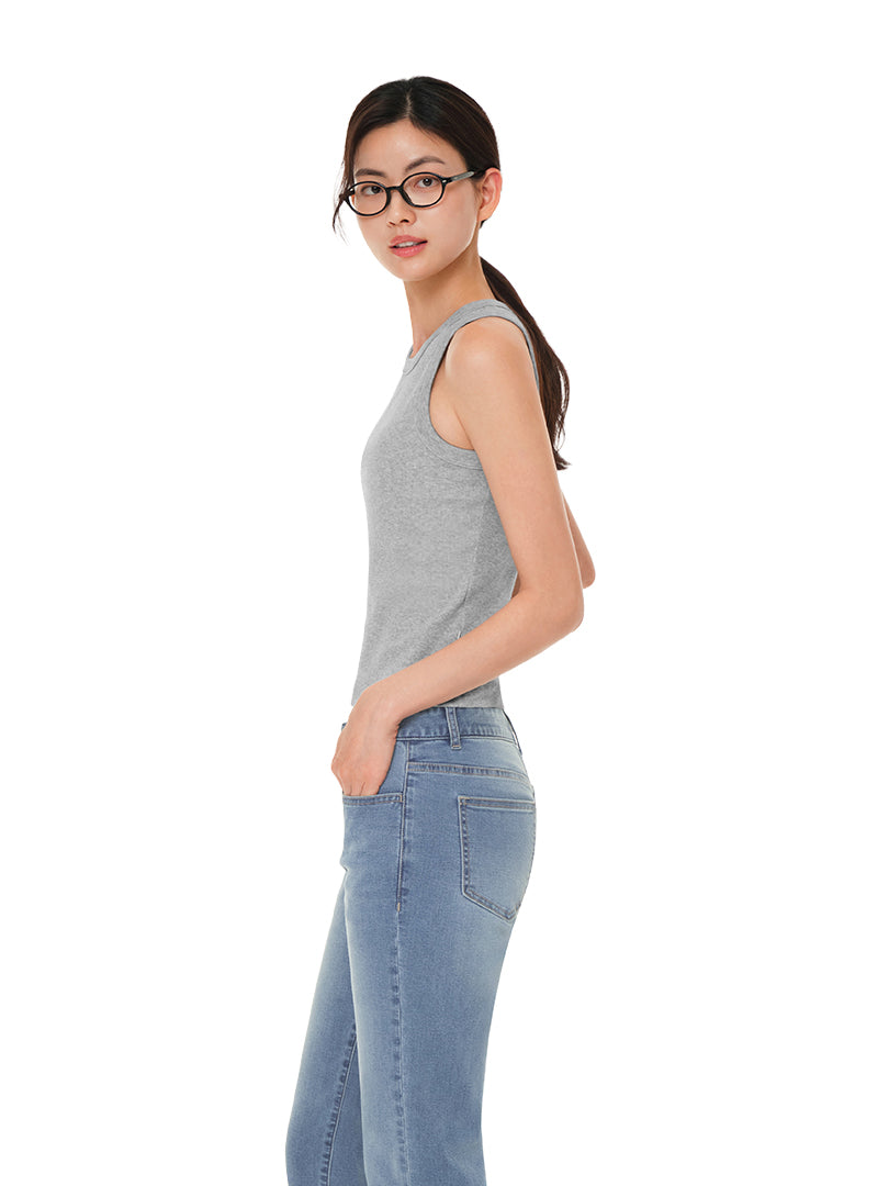 Embroidered Logo Ribbed Sleeveless