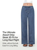 Ice airdenim Elastic Waist Wide Jeans & Free Gift: T-Shirt