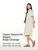 woven Breeze Polo Neck Maxi Dress