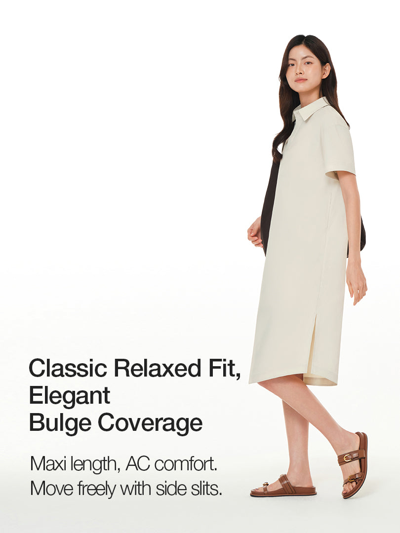 woven Breeze Polo Neck Maxi Dress