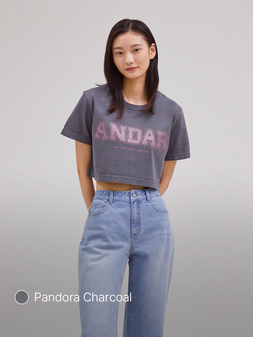 ANDAR Pigment Dyed Cropped Short Sleeve