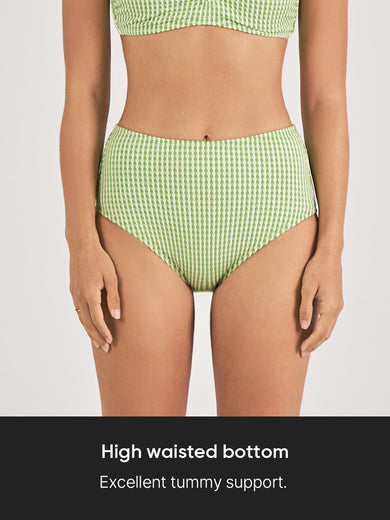 Jacquard High Waisted Bikini Bottom