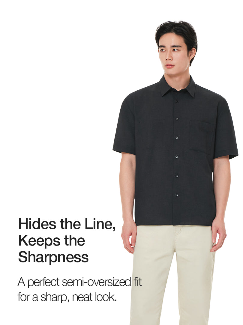 Men's linen-like Short Sleeve Shirt