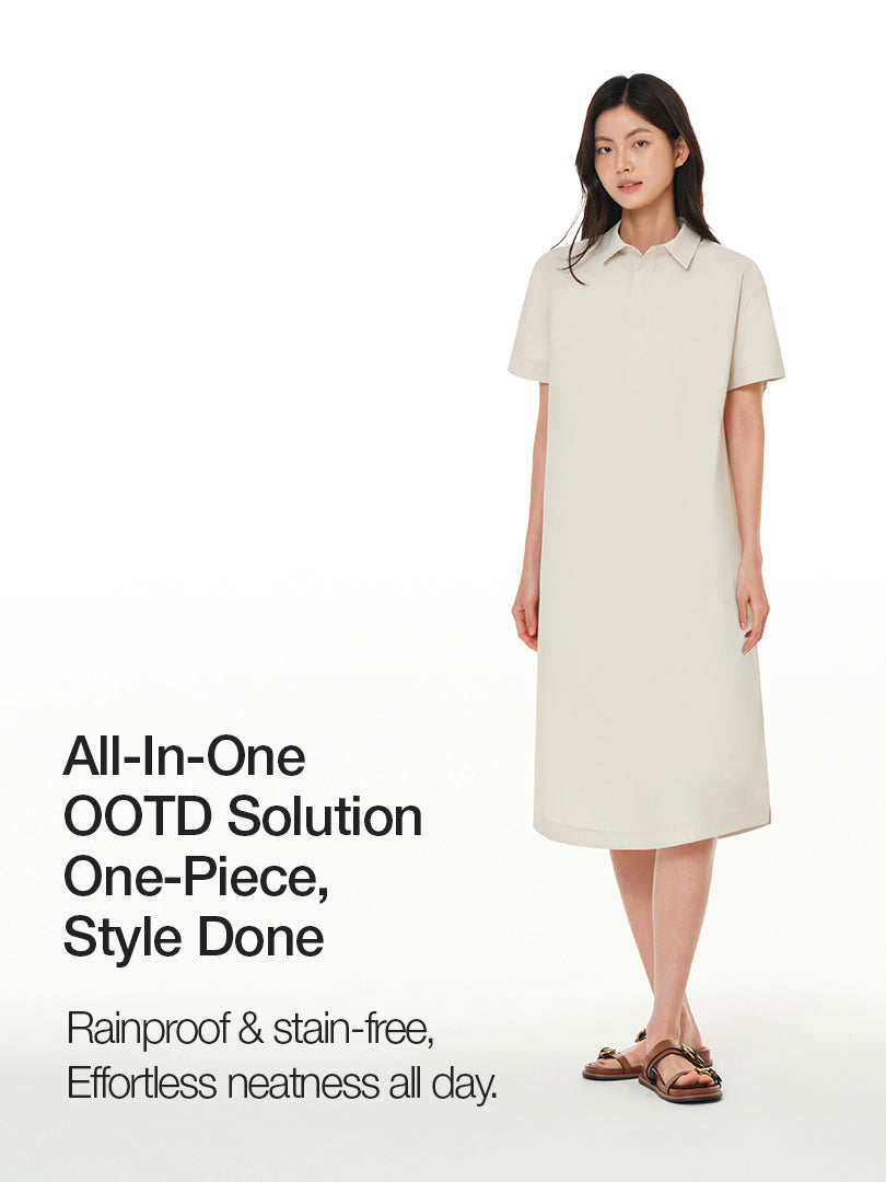 woven Breeze Polo Neck Maxi Dress