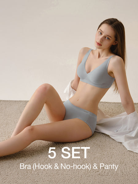[5 SET] All-Day Fit Bra (Hook & No-hook) & Panty
