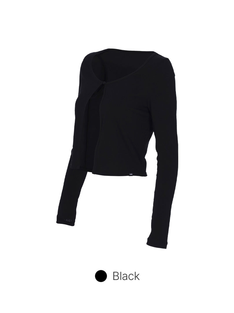 Ribbed Single Button Long Sleeve