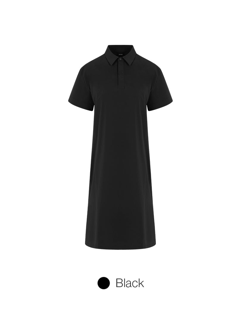 woven Breeze Polo Neck Maxi Dress