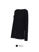 Ribbed Side Slit Long Sleeve