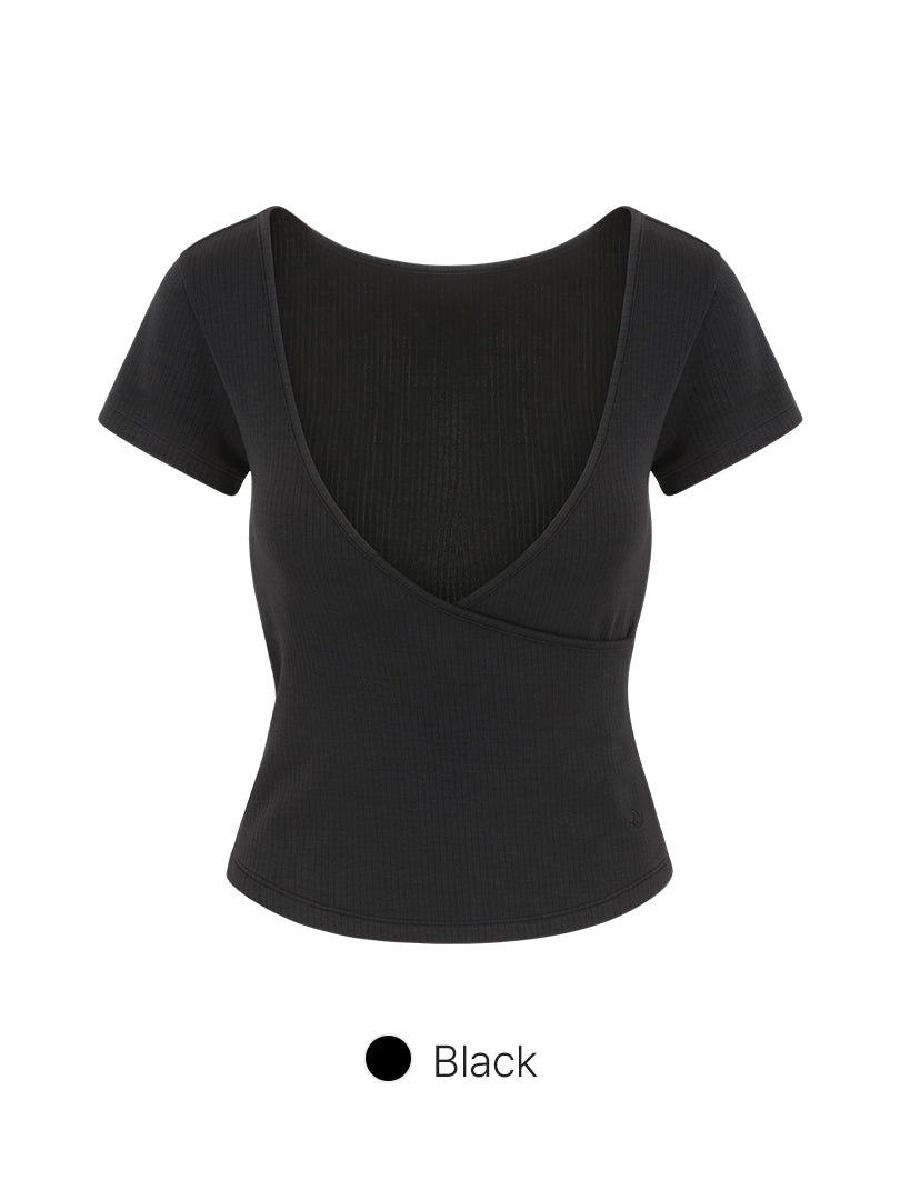 Fresh Ribbed Wrap Short Sleeve
