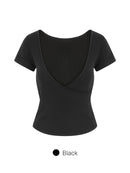 Fresh Ribbed Wrap Short Sleeve