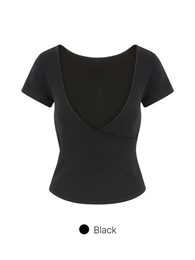 Fresh Ribbed Wrap Short Sleeve