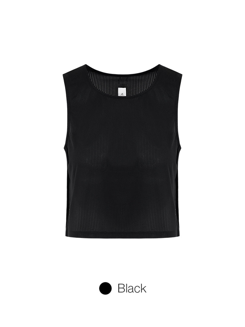 jacquard Mesh Cropped Sleeveless Cover-Up