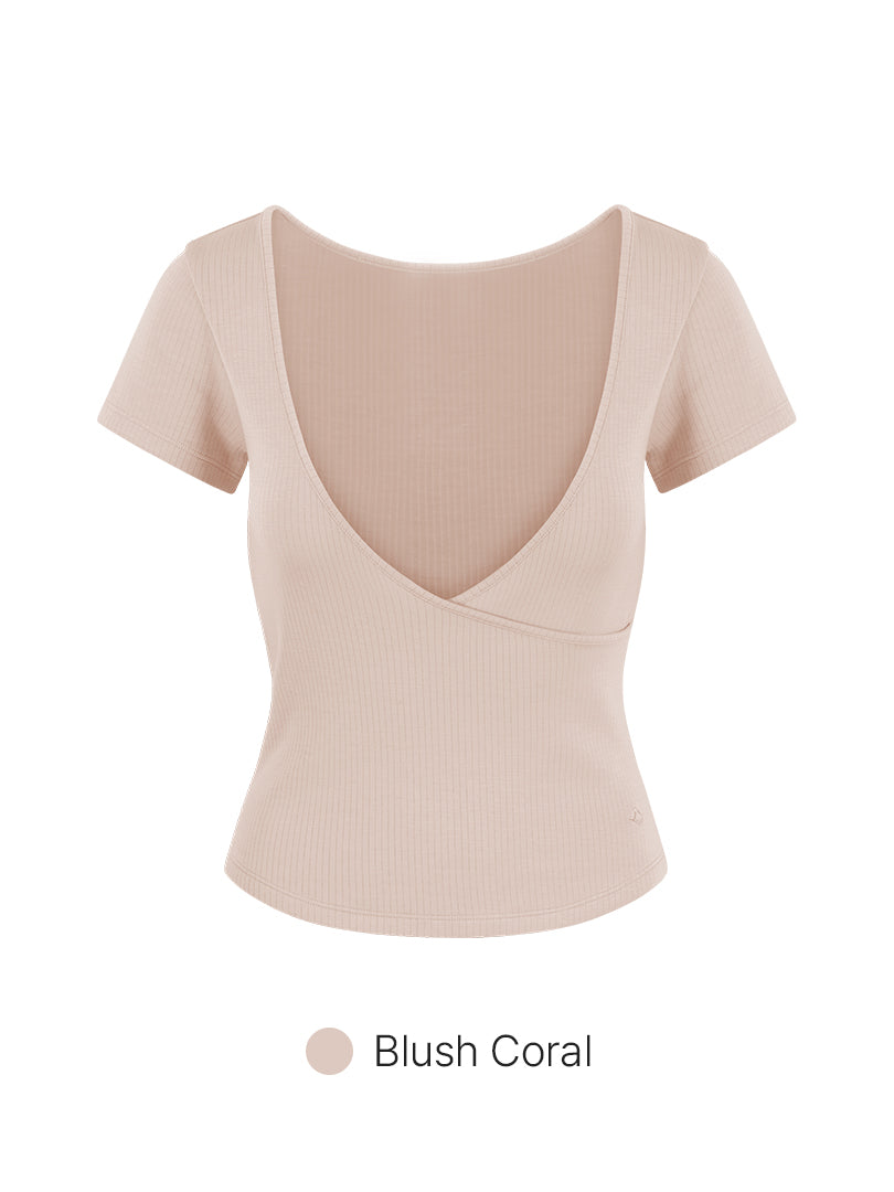 Fresh Ribbed Wrap Short Sleeve