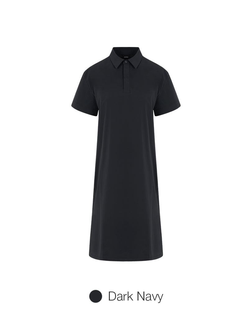 woven Breeze Polo Neck Maxi Dress