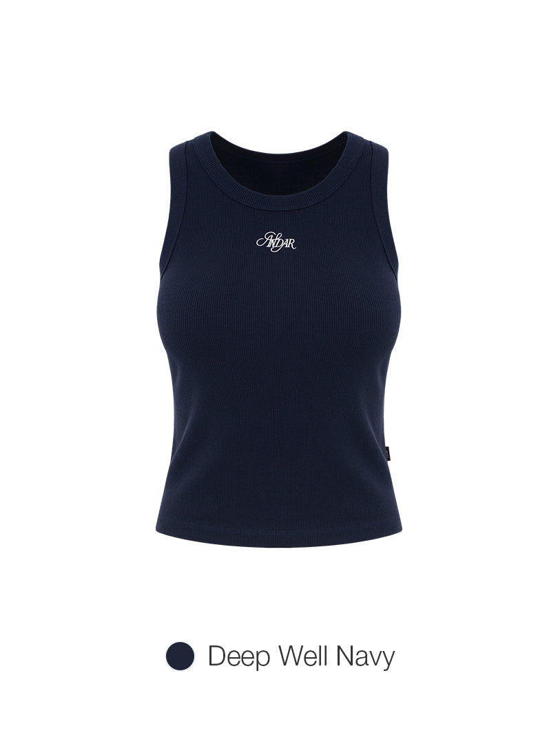 Embroidered Logo Ribbed Sleeveless