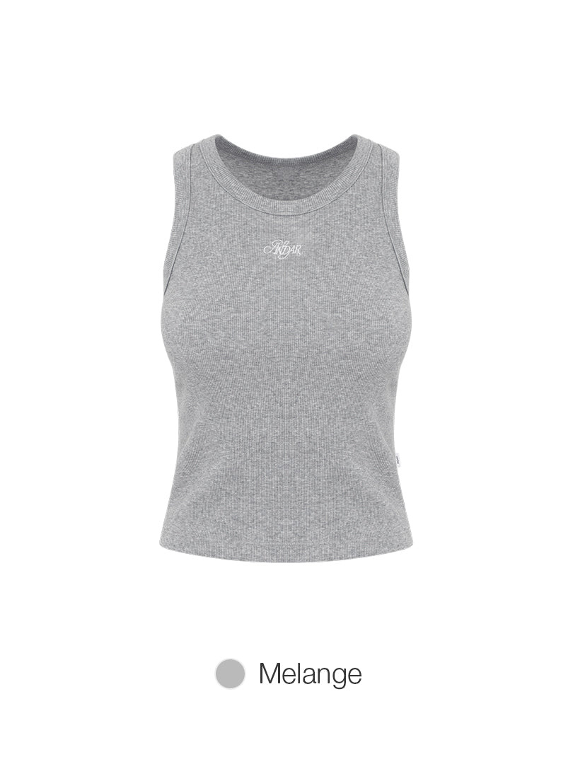 Embroidered Logo Ribbed Sleeveless