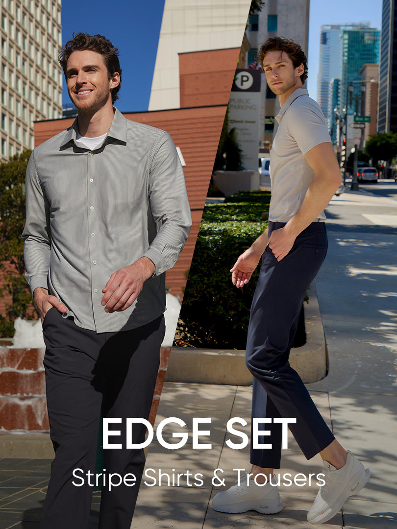 [35% OFF] Men's Smart Edge Set (Stripe Shirt & Trousers)