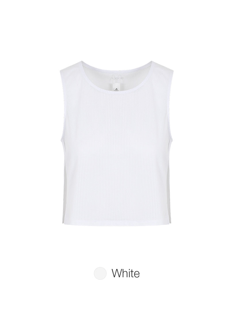 [2 SET] jacquard Mesh Cropped Sleeveless Cover-Up