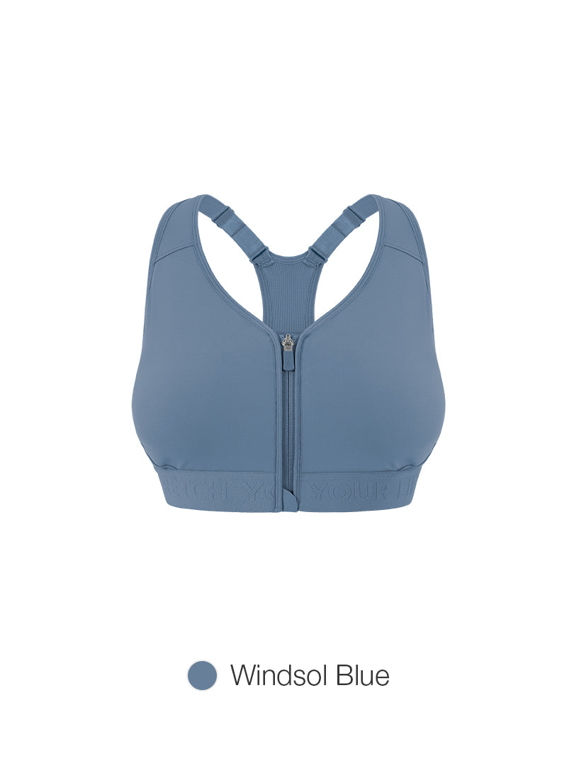 Running Racerback Front-Zip Bra
