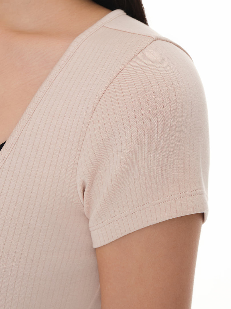 Fresh Ribbed Wrap Short Sleeve